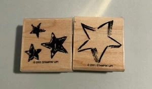 Stampin UP 2001 Juego de 2 estrellas estampillas de goma - Imagen 1 de 3