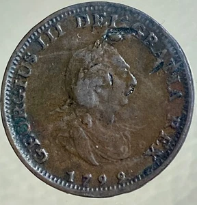 1799 King George III Farthing Britannia England English Great Britain UK Nice - Picture 1 of 12