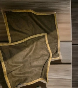 2 Pottery Barn Brown Linen Jute Edge Throw Pillow Cover 20x20 - Picture 1 of 11