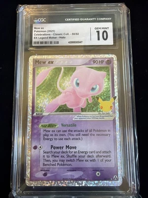 Mew ex 88/92 Celebrations: Classic Collection Holo CGC 10 Pokemon - Image 1 of 2