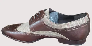 Mezlan Oxford Derby Leather Fabric Brown Shoes 11.5 - Picture 1 of 6