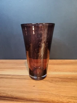 Vaso de vidrio con burbujas de aire de amatista soplado a mano ciruela púrpura vaso artesanal Foto 1 de 4