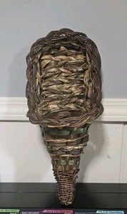 Wicker Bamboo Cornucopia Holiday 15" Basket Thanksgiving Woven Table Wall Mount - Picture 1 of 8