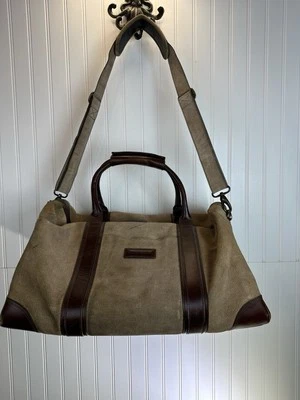 Bolso de Lona de Viaje Johnston & Murphy de Lona y Cuero - Grande 20 x 12 x10 Foto 1 de 4