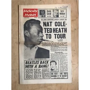 BEATLES/NAT KING COLE MELODY MAKER MAGAZINE APRIL 20 1963 NAT KING COLE COVER WI - Picture 1 of 1