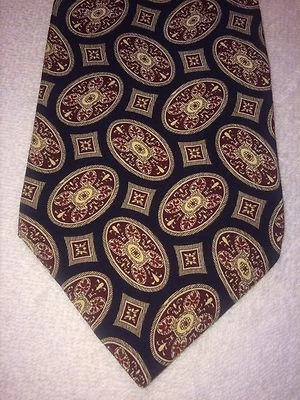 RALPH LAUREN CORBATA PARA HOMBRE AZUL MARINO CON BORGOÑA/BRONCEADO GEOMÉTRICA 4 X 58 NUEVA SIN ETIQUETAS  Foto 1 de 4