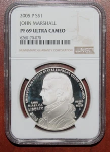 2005 P NGC Grade PF 69 John Marshall Commemorative Silver Dollar  [043GCM] - Picture 1 of 4