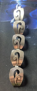 Bracciale Maglia Modernista Firmato Artigiano Argento Sterling - Foto 1 di 9