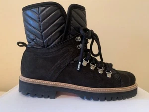 GANNI EDNA SUEDE/ QUILTED NYLON ANKLE BOOTS SIZE EUR 38/ US 8 IN BLACK - Picture 1 of 7