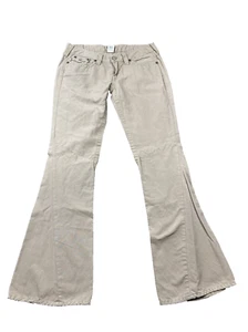 True Religion Women's Joey Jeans Pants 34x34 Khaki Low Rise Flared Linen Blend - Picture 1 of 9