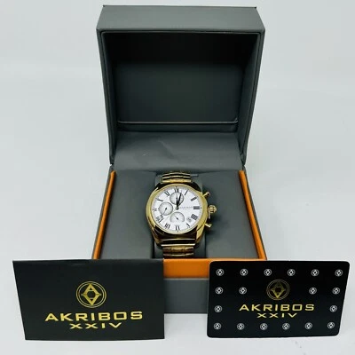 Akribos XXIV AK827 Men's Multifunction Quartz Watch Gold-Tone Stainless Steel - Image 1 of 4