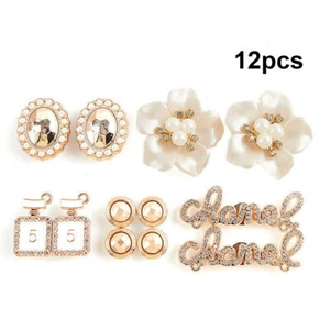 12x Trendy Bling Rhinestone Pearls Shoe Charms Shoe Buckle for Croc Shoe Gift - Picture 1 of 9