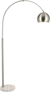Modern Floor Lamp for Living Room, Brushed Nickel Arc Floor Lamp with LED Bulb, - Picture 1 of 8