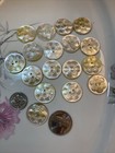 17 Engraved Ivory Color 2 Hole 7/8” Mother of Pearl Vintage Buttons