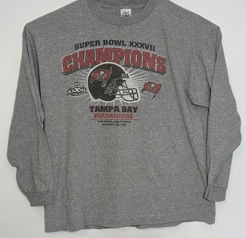 VTG Tampa Bay Buccaneers Super Bowl XXXVII Champions 2003 Sweater Size XL Gray Cover