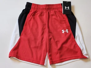 UA Under Armour Little Boys Size YXS Black Red White Shorts Short Pants NWT - Picture 1 of 2