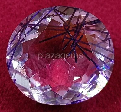 40.00 CT Round Cut Purple Rutilated Quartz EGL Certified Loose Gemstone 5JRS - Image 1 of 4