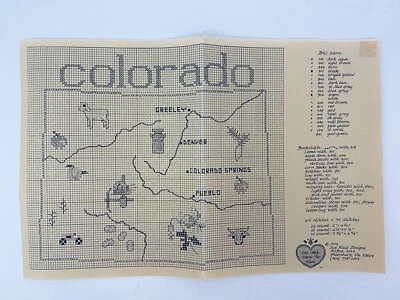 Sue Hillis Designs Map of COLORADO Counted Cross Stitch Pattern SHD Map - Image 1 of 2