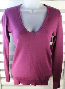 United Colors Of Benetton Womens Sz Small Purple Lightweight V-Neck Sweater - Picture 1 of 6