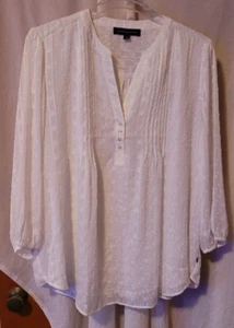 Women's Tommy Hilfiger Blouse Plus Size 2X White Sheer with Lining V-Neck Nice - Picture 1 of 4