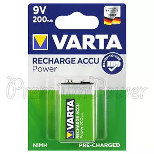 1 x Varta 9V 200mAh Akku Wiederaufladbar Ni-MH HR9V E-Block Ladeakku Power - Bild 1 von 2