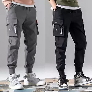 Pantaloni sportivi uomo moda joggers casual cotone cargo pantaloni palestra felpa - Foto 1 di 17