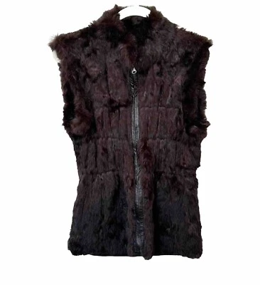Linda Richards Luxury Womens Size Small Brown   Silk Rabbit Fur Reversible Vest - Image 1 of 4