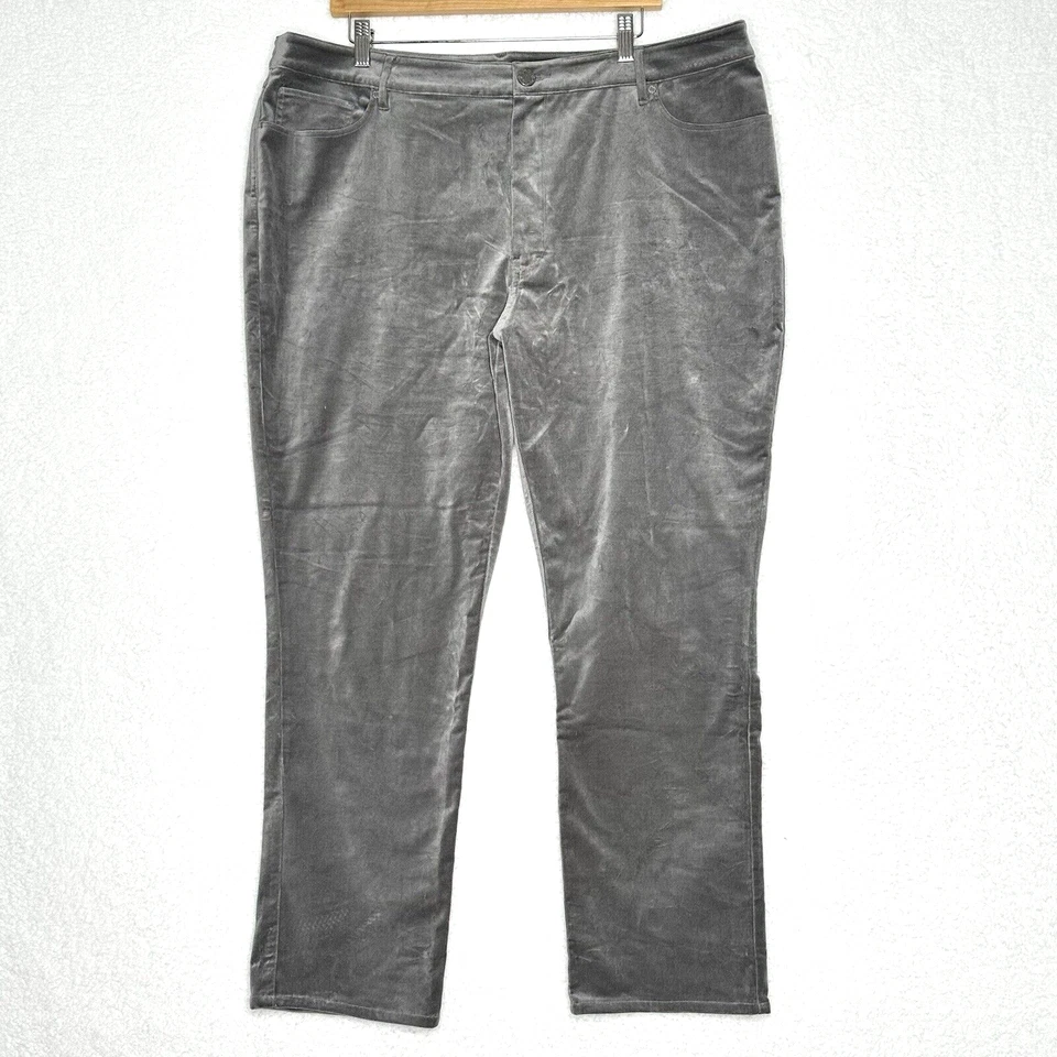 Soft Surroundings Women’s 18W Gray Velvet Pants High Rise Stretch Plus Size - Image 1 of 4