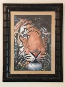 "Ojos de tigre"" Sallie Lynn Davis 1996 estampado #14/100 marco personalizado firmado 22""x29" - Imagen 1 de 12