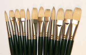 Winsor Newton Hog Hair Brush Set* Sizes 8,10,12 2 Shapes List $280..NOW $139.1 - Picture 1 of 2