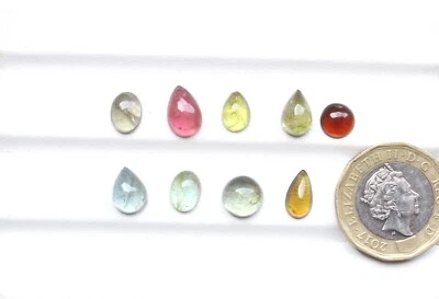 Tourmaline Gemstone Natural Multi Tourmaline Smooth Polished Loose Cabochon Lot - Image 1 of 4