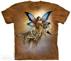 The Mountain Fairy Spirited Companions Wolf Woman Ann Stokes Fantasy Shirt M-3X - Picture 1 of 4