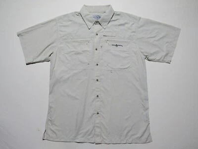 Camisa de campamento Hook Tackle para hombre talla L grande abotonada ventilada pesca beige caqui Foto 1 de 4