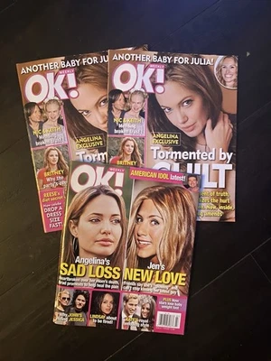 3-issue lot - OK! Weekly 2007 featuring Angelina Jolie & Jennifer Aniston Foto 1 de 4