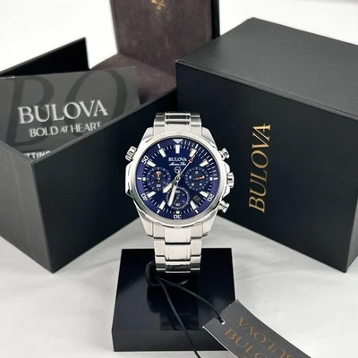 Bulova Marine Star Blue Dial Chronograph Men's Quartz Watch | 43mm | 96B256 - Image 1 of 4