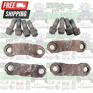 OEM U-Joint FRONT Driveshaft STRAPS w/ BOLTS Shaft 87-95 Jeep Wrangler YJ - Foto 1 di 17