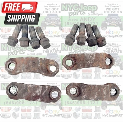 OEM U-Joint FRONT Driveshaft STRAPS w/ BOLTS Shaft 87-95 Jeep Wrangler YJ - Image 1 of 4