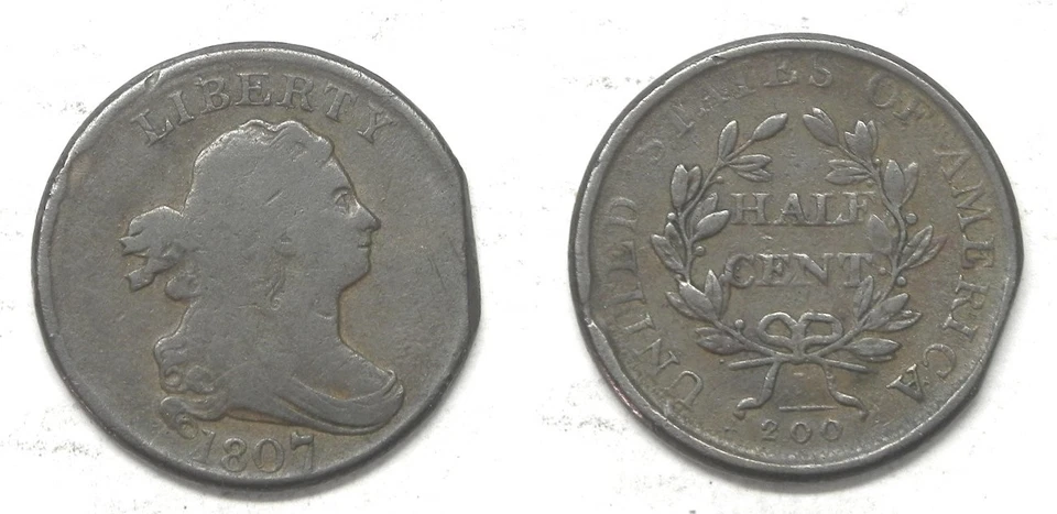 X6890  1807 Draped Bust Half Cent, VG - Image 1 of 1