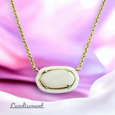 Kendra Scott Elisa Enamel White Frame Pendant Necklace. Retail $80 - Image 1 of 4