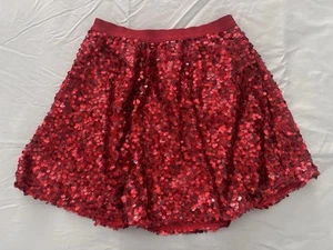 Cat & Jack Girls' Sequin Pull On Lined Skirt Red Size L 10/12 - Picture 1 of 4