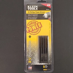 5pk KLEIN TOOLS 3-1/2 In. Phillips #3 Impact Rated Precision Machined In USA - Picture 1 of 5