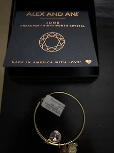 ALEX AND ANI Swarovski Bangle Bracelet JUNE Purple Amethyst SHINY GOLd..NIB❤️❤️ - Picture 1 of 4