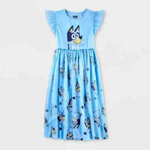 Disney Bluey Nightgown Girls Pajama Sleep shirt Poly Satin 4 6 8 10 12 Bingo New - Picture 1 of 3