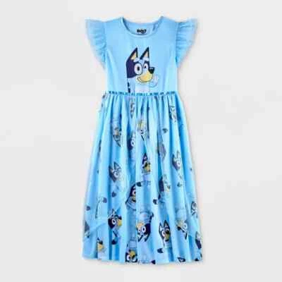 Disney Bluey Nightgown Girls Pajama Sleep shirt Poly Satin 4 6 8 10 12 Bingo New - Image 1 of 3