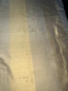 CUSTOM KRAVET SILK FRENCH PLEATED INTERLINED DRAPES~WIDE GOLD STRIP~82”LONG - Picture 1 of 5