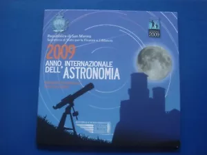 San Marino 2009 coin set + 5 euro silver astronomy cosmos earth , moon - Picture 1 of 6
