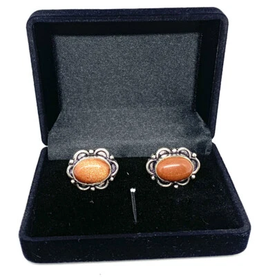 GEMELOS DE PIEDRA PRECIOSA DE PIEDRA SOLAR 925 HECHOS A MANO PARA HOMBRE - EN CAJA DE GEMELOS Foto 1 de 3