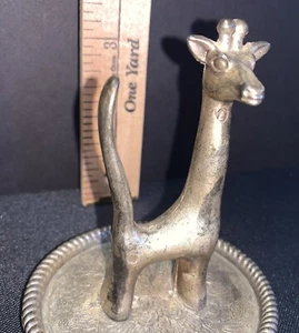 Jirafa Plato Plata Anillo Soporte Joyería Baratija Plato De Colección - Imagen 1 de 8