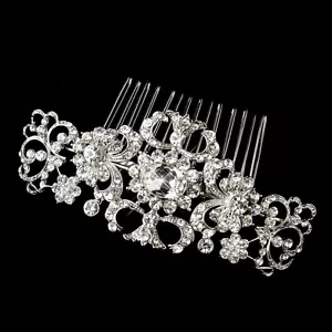 SALE! Stunning Antique Silver Clear Rhinestone Swirl Bridal Hair Comb - Picture 1 of 2