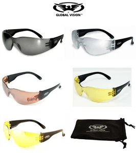 New Global Vision Rider Motorcycle Sunglasses Clear Yellow Copper Tinted & Pouch - Picture 1 of 30